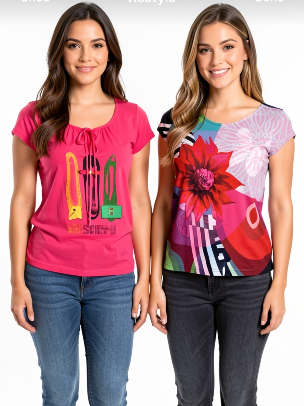 S🌸2 Hot Pink Short-Sleeve Graphic Tee Moschino Jeans & Desigual